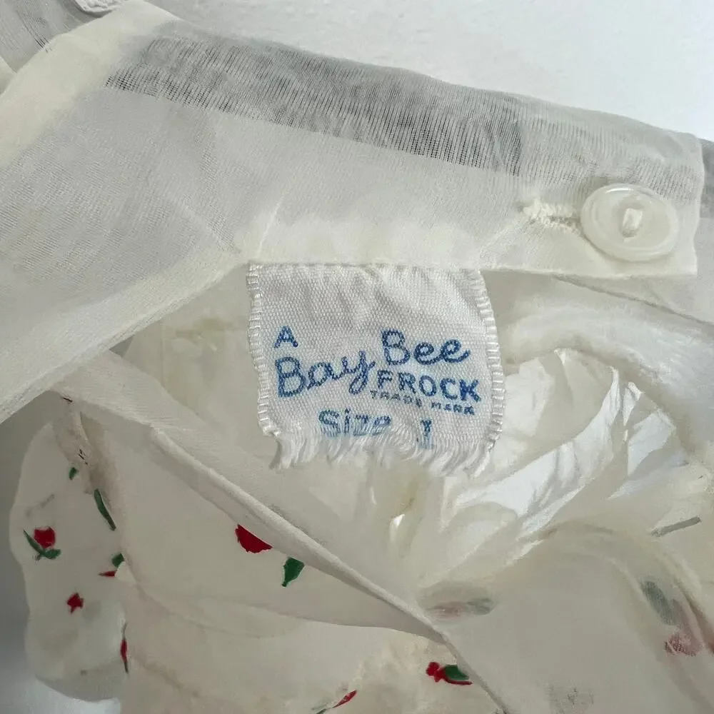 Vintage A BayBee Off White Red Cherry Frock Airy Cottagecore Fairy-tale Chic